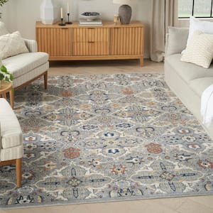 Allur Grey 9 ft. x 12 ft. Abstract Medallion Transitional Area Rug