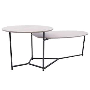 49.2 in. L x 19.7 in. H Oval Shape MDF Tabletop Table Set Coffee Table Living Room Furniture (Set of 2)