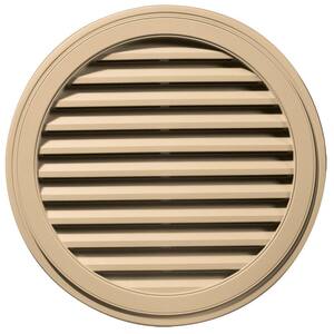 36 in. x 36 in. Round Beige/Bisque Plastic Built-in Screen Gable Louver Vent