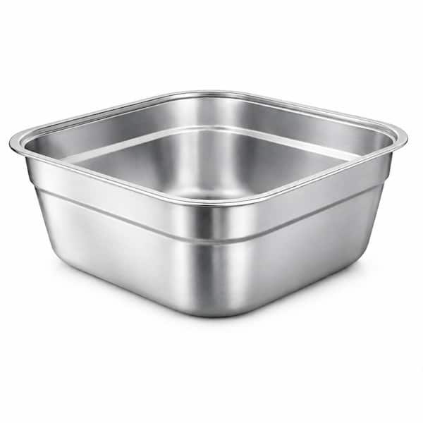 12.9 in. Stainless Steel Square Washing Basin and Dish Tub with Flat Bottom and Smooth Rim for Kitchen Sink