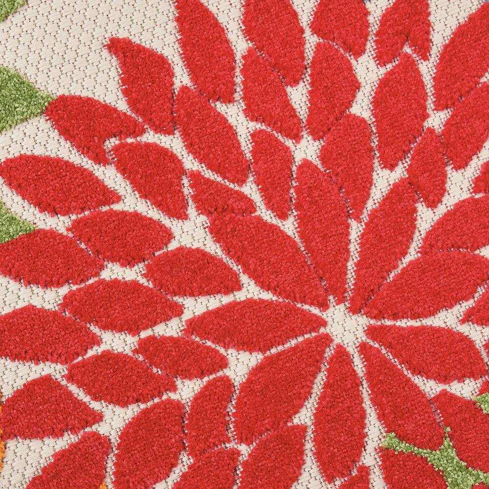 Green Floral Round Synthetic Flat Woven Area Rug
