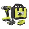RYOBI ONE+ HP 18V Brushless Cordless Compact 1/2in. Drill/Driver Kit with (2) 1.5 Ah Batteries and Charger PSBDD02K2