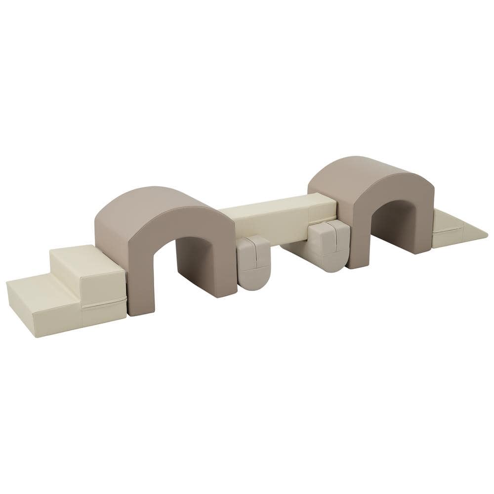 7 in 1 Beige Multi-Colored Indoor Residential Soft Foam Climb and Crawl Pla