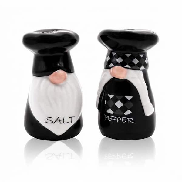 Handcrafted Black Ceramic Salt and Pepper Shakers Set of 2, Unique Kitchen Dining Table Home Decor Gift