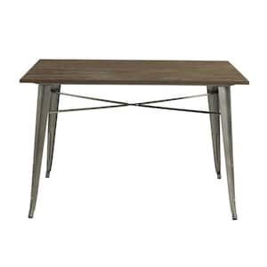 Finwick Gunmetal Gray Metal Rectangular Dining Table for 6 (47.24 in. L x 29.13 in. H)