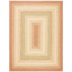 Braided Rust Multi 10 ft. x 14 ft. Border Solid Color Area Rug