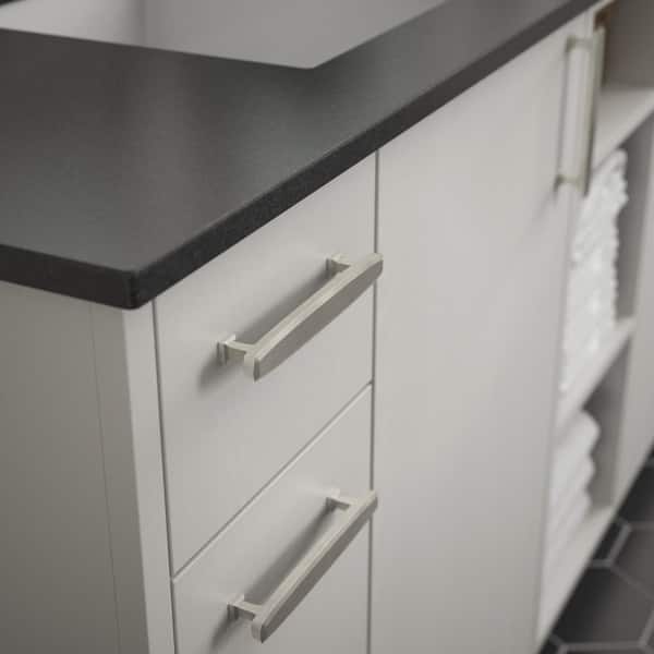 Beveled 5-1/16 in. (128 mm) Classic Satin Nickel Cabinet Drawer Bar Pull
