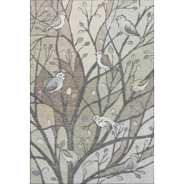 Mayfield Premium Machine Washable Abstract AMF2336 Beige 10 ft. x 14 ft. Area Rug