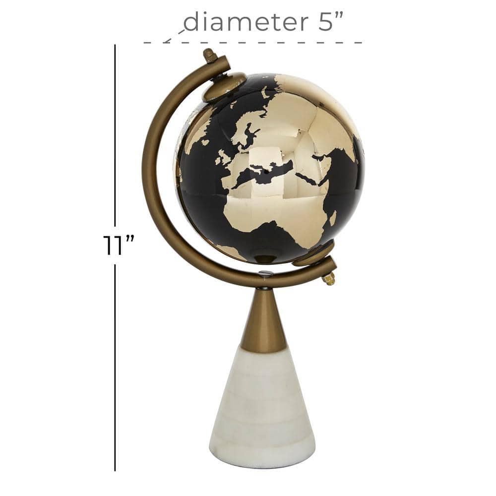 Gold and Black Ceramic Globe with Marble Base