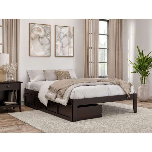 AFI Colorado Espresso Full Solid Wood Storage Platform Bed with 2 Drawers and a USB Device Charger