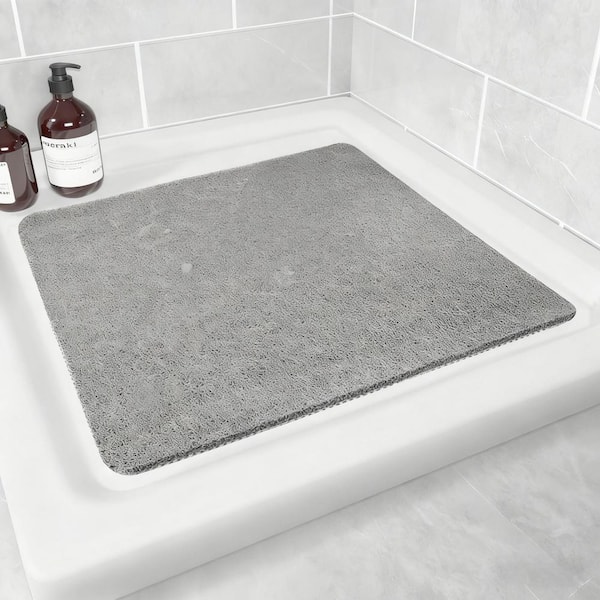 Numhew 40 in. x 28 in. Non Slip PVC Bath Mat in Gray, Foot