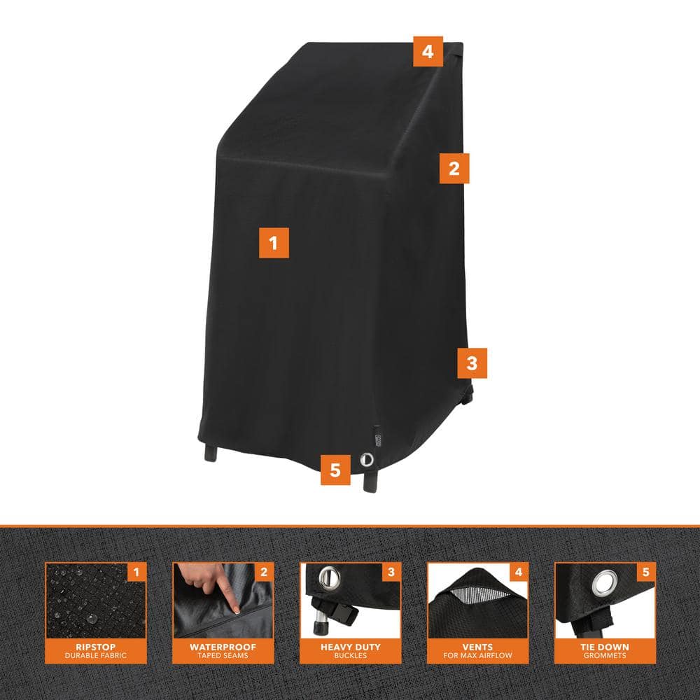 Black Waterproof Stackable High Back Patio Chair Covers, 27" x 27" x 49", 2-Pack