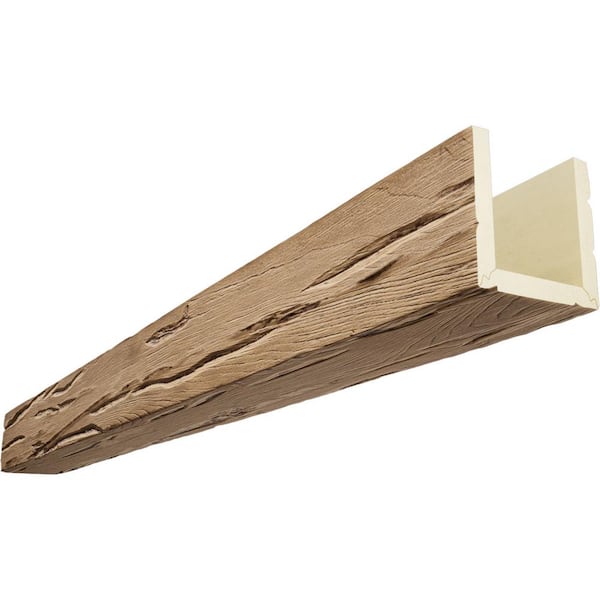 Ekena Millwork Endurathane 6 in. H x 8 in. W x 8 ft. L Riverwood Buttercream Faux Wood Beam