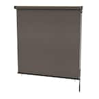Coconut Brown Cordless Light Filtering Weatherproof HDPE Horizontal Roll-Up Shade 48 in. W x 72 in. L