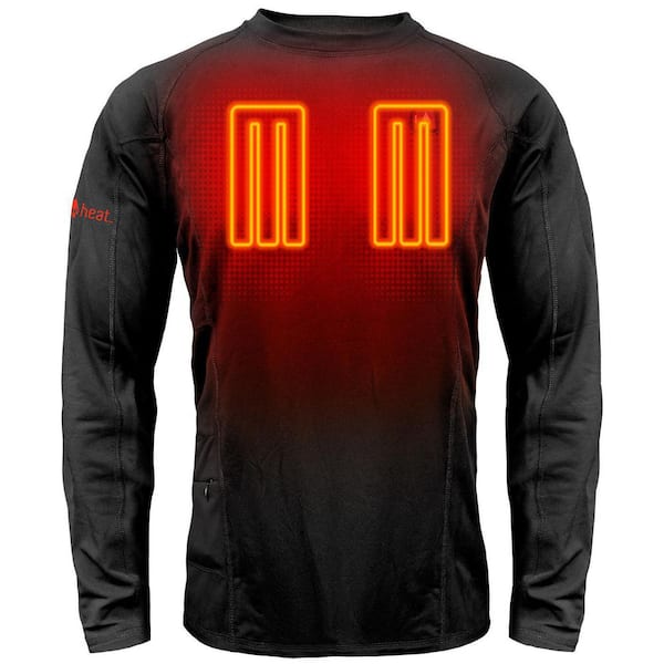 ACTIONHEAT Men's Small Black Long Sleeved Heated Base Layer Shirt