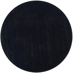 Himalaya Black 4 ft. x 4 ft. Round Solid Area Rug