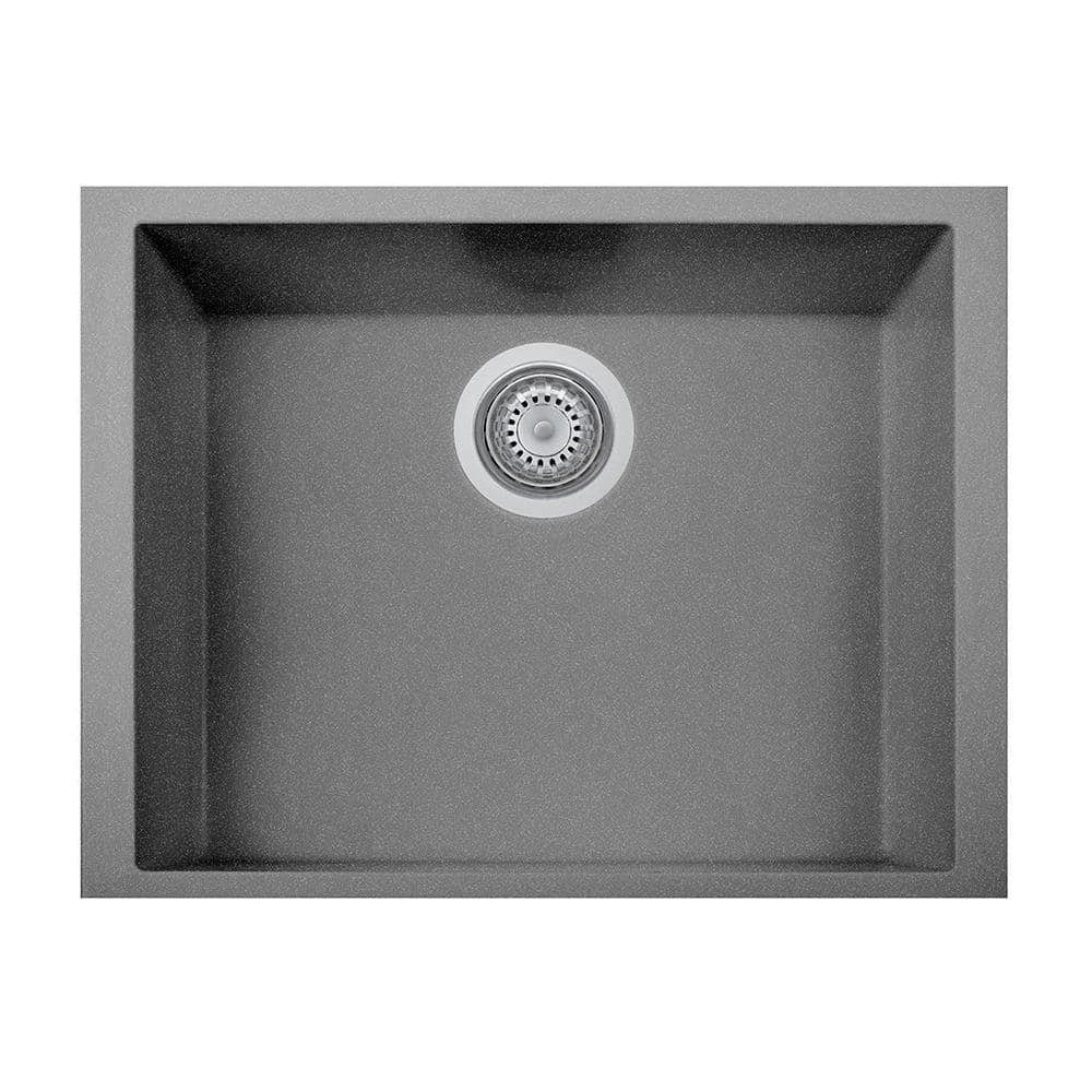 LaToscana One Series Undermount Granite Composite 23 in. Single Bowl Kitchen Sink in Titanium, Silver -  ON6010ST-42UG