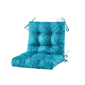 Outdoor Cushions Dinning Chair Cushions with back Wicker Tufted Pillow for Patio Furniture in Blue Leaves