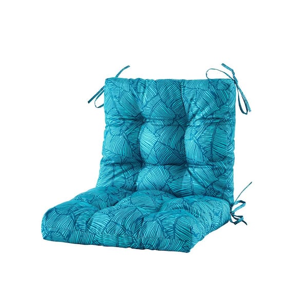 BLISSWALK 19 in. x 19 in. x 5 in. Outdoor Seat Cushions Pack of 2 Tufted Patio Chair Pads Square Foam for Dining Chair (Lake Blue)