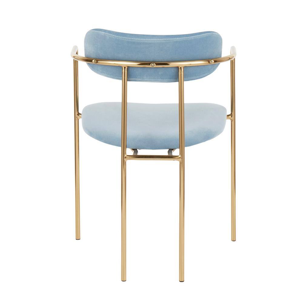 Blue Velvet Upholstered Arm Chair with Metal Frame