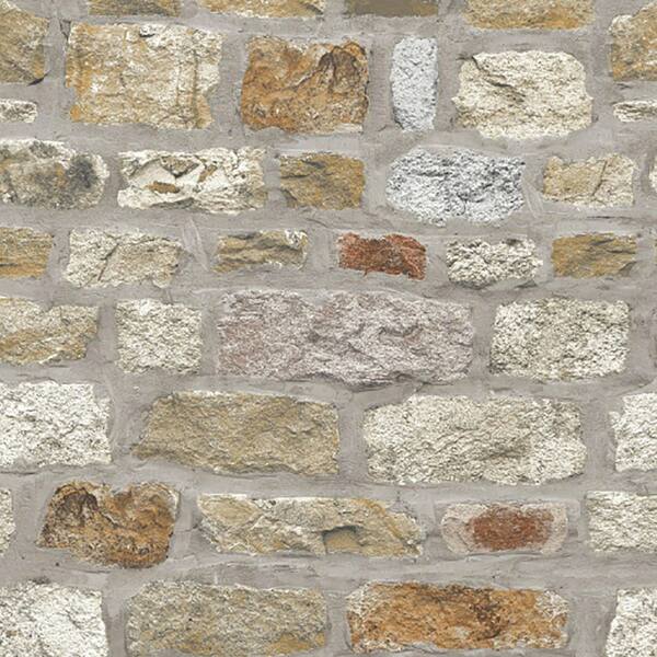 Atticus Neutral White Country Stone Wallpaper Sample