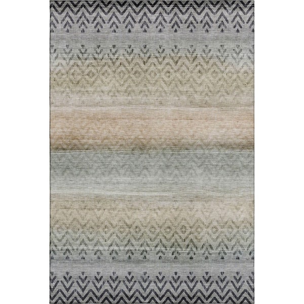 Mayfield Premium Machine Washable Abstract AMF2042 Gray 3 ft. x 5 ft. Area Rug