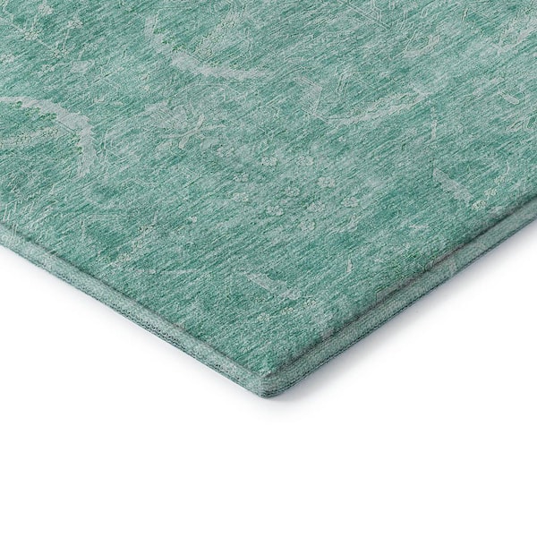 Mayfield Premium Machine Washable Abstract AMF1083 Aqua 2 ft. 3 in. x 7 ft. 6 in. Runner Rug