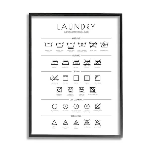Stupell Industries in. L aundry Cleaning Symbols Minimal Design" by Martina Pavlova Framed Typography Wall Art Print 16 in. x 20 in.