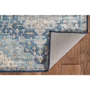 Washable Alana Teal/Ivory 2 ft. x 3 ft. Abstract Rectangle Area Rug