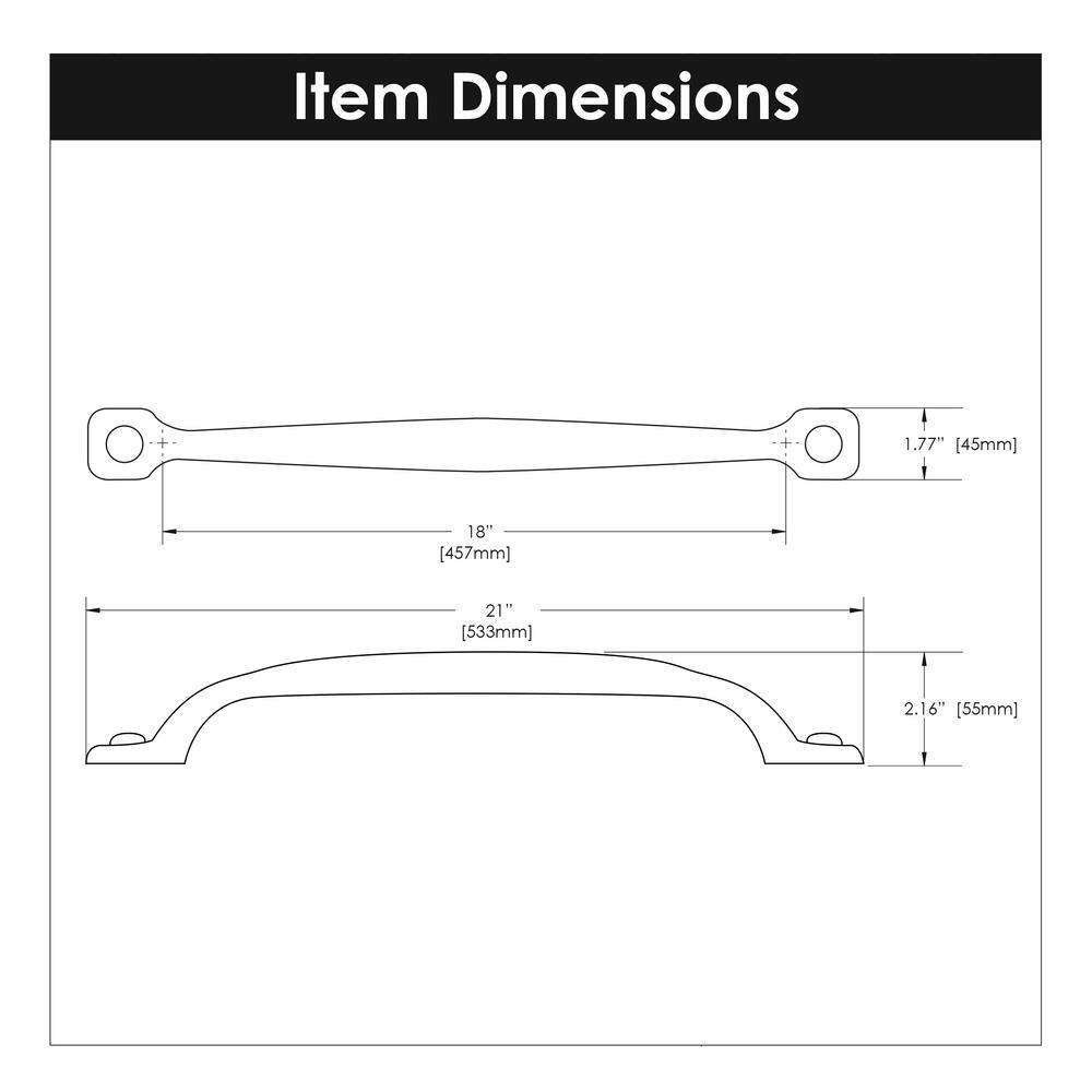 Refined Black Iron 18" Appliance Pull with Matte Finish
