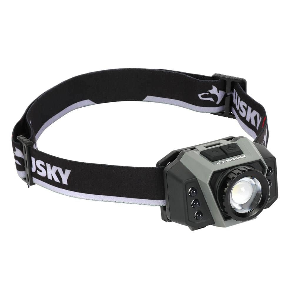 Husky 600-Lumen Dual Power Mulit-Color Focusing Headlamp with UV