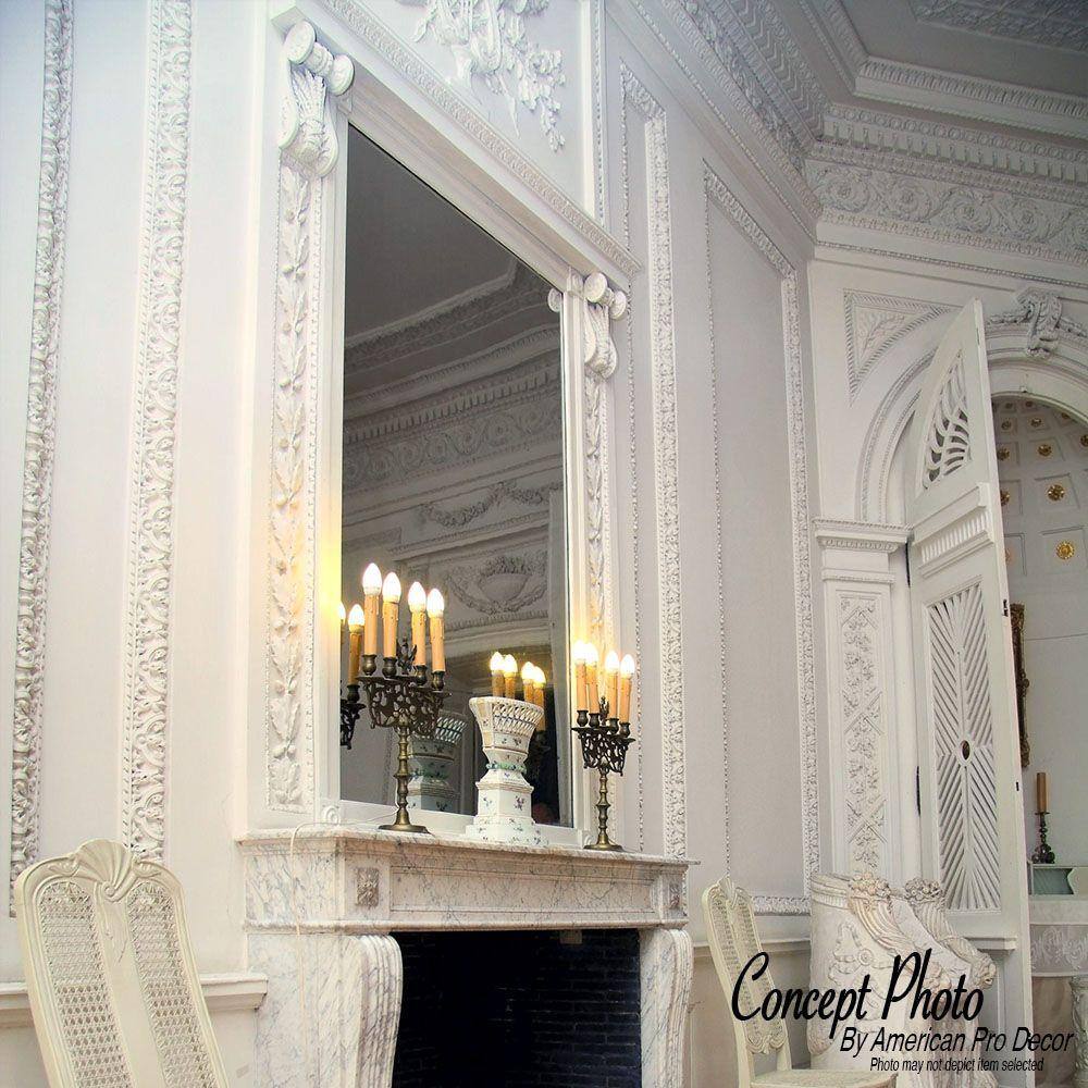 6-inch White Polyurethane Floral Panel Moulding Sample