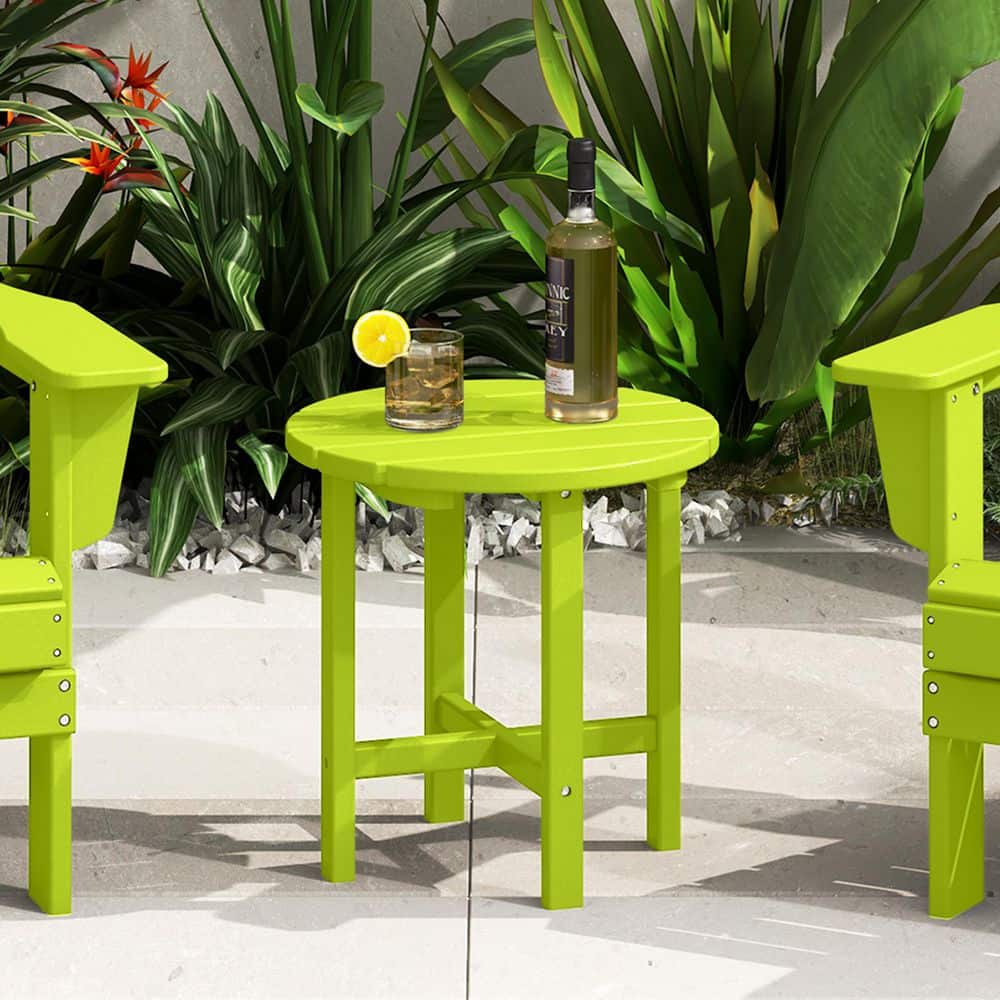 Lime Green 18" Round Recycled Plastic Side Table