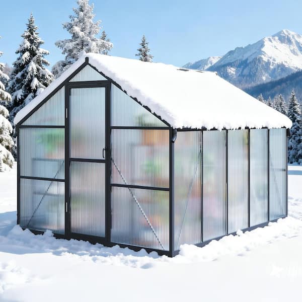 Epicpoplar 8 ft. W x 10 ft. D Polycarbonate Greenhouse with Roof