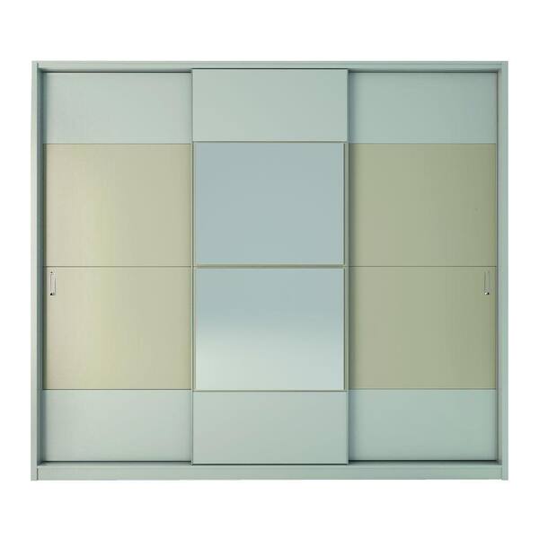 Manhattan Comfort 4-Drawer Hudson 3-Door Wardrobe in Vanilla Gloss and Nude/High Gloss