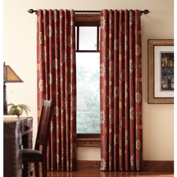Home Decorators Collection Terracotta Floral Back Tab Room Darkening Curtain - 54 in. W x 108 in. L