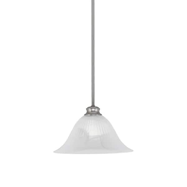 Peabody 60-Watt 1-Light Brushed Nickel Shaded Mini Pendant Light with ...