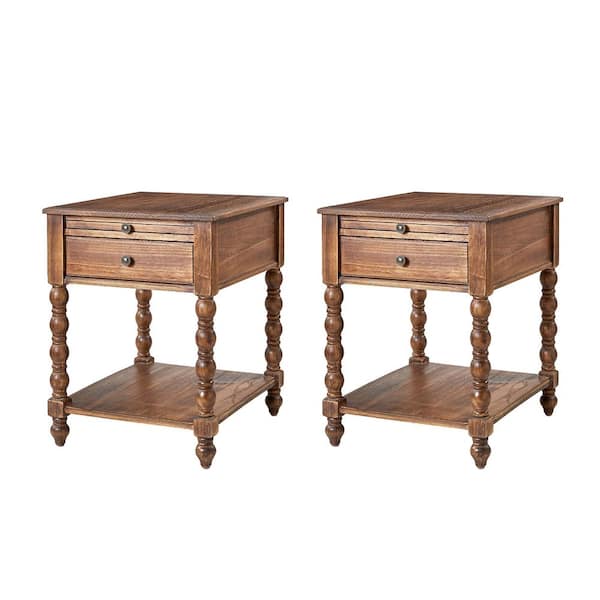 JAYDEN CREATION Jim Walnut Traditional 26 in. Tall Solid