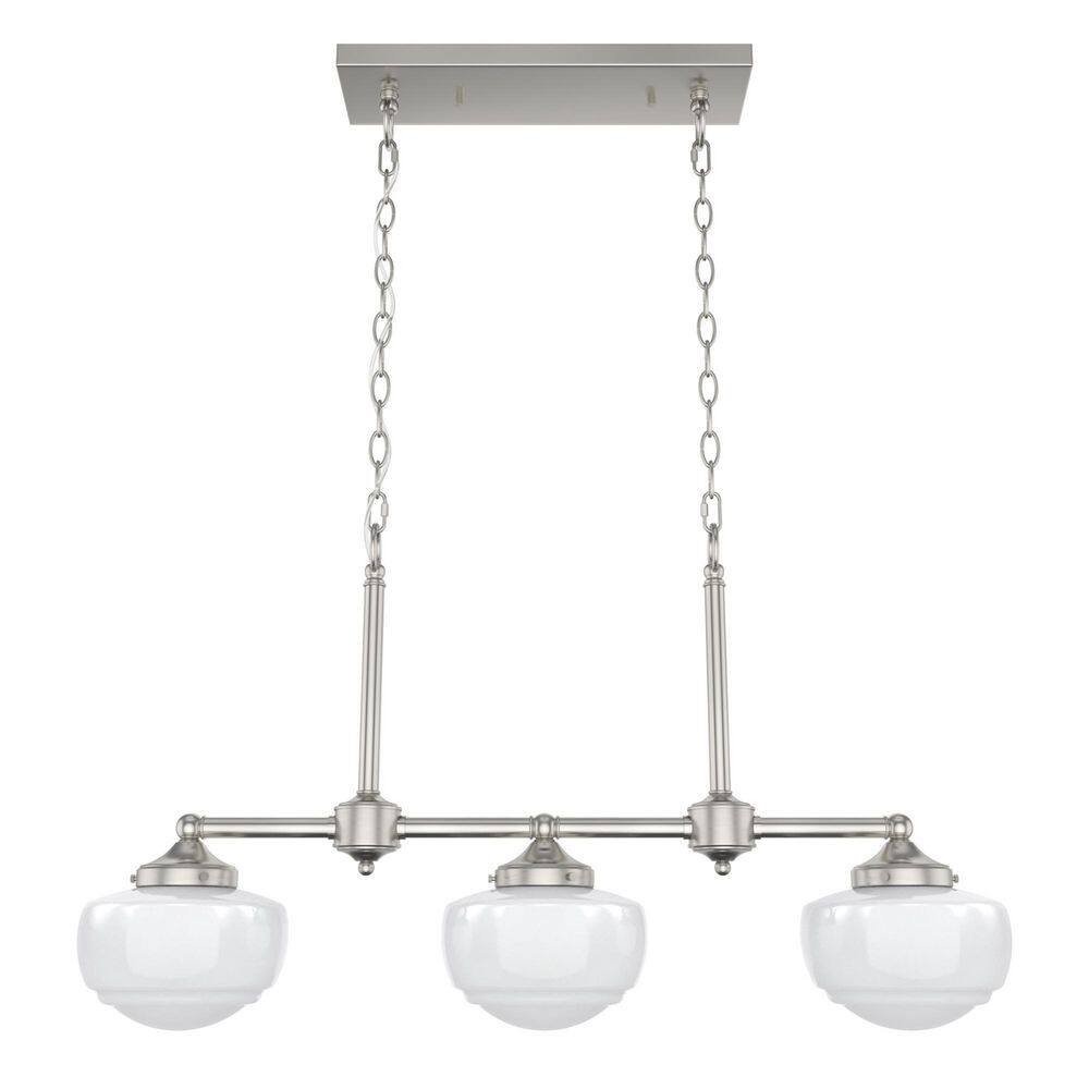 Hunter Saddle Creek 3Light Brushed Nickel Schoolhouse Chandelier with