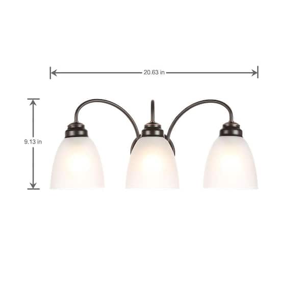 Hampton Bay Hamilton 3 Light Oil Rubbed Bronze Vanity With Frosted Glass Shades Efg1393al 2 Orb The Home Depot Hampton Bay Hamilton 3 Light Oil Rubbed, Hampton Bay 3 Light Vanity Fixture Oil Rubbed Bronze