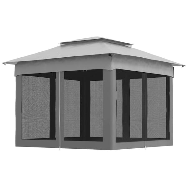 Portable 10.7 ft. Square Outdoor Pop-Up Canopy with Detachable Enclosed Mosquito Net