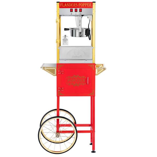 Karl home 850-Watt 8 oz. Red Single Door Popcorn Machine with Stand