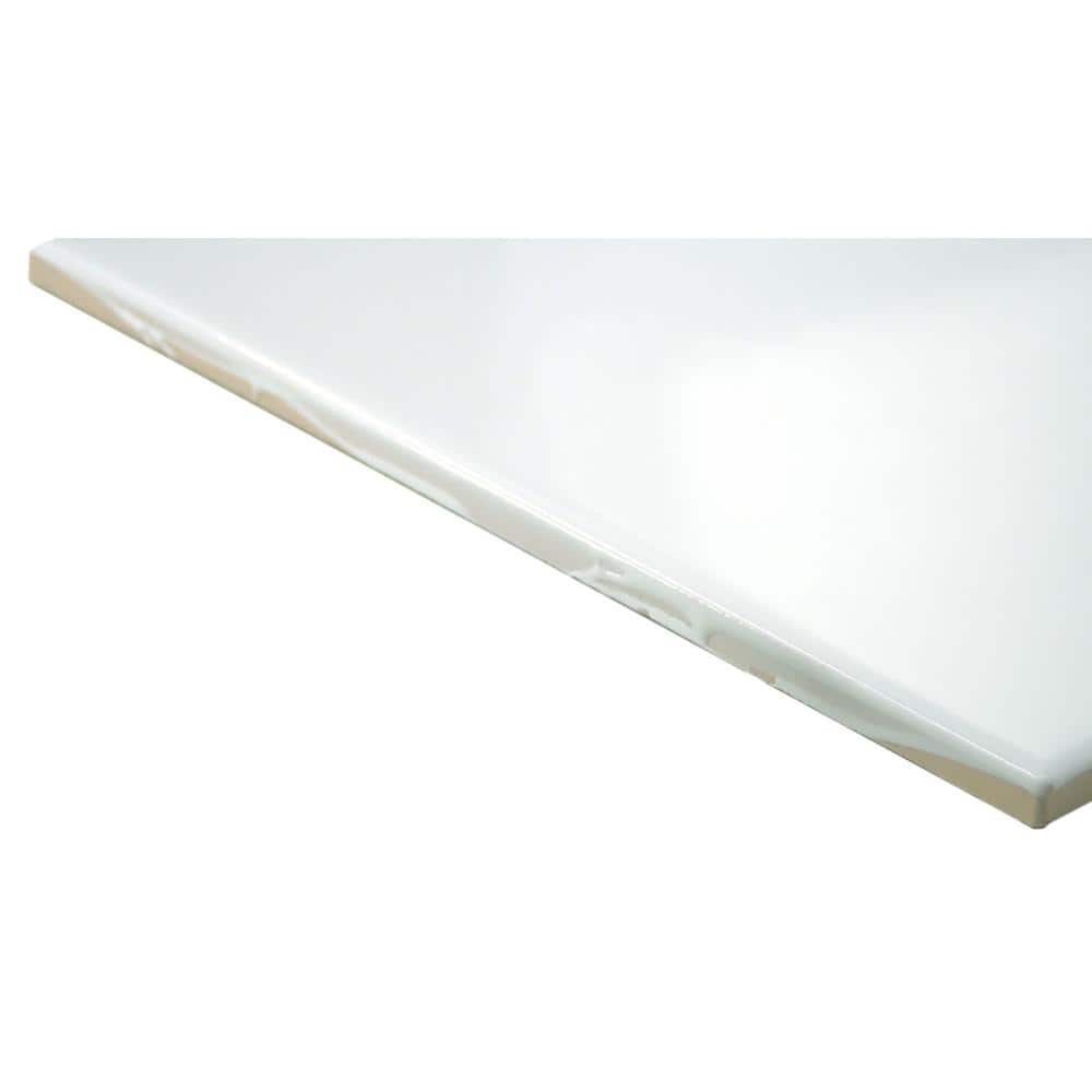 Skite Glossy White Diamond Ceramic Wall Tile, 6.3'' x 7.27''
