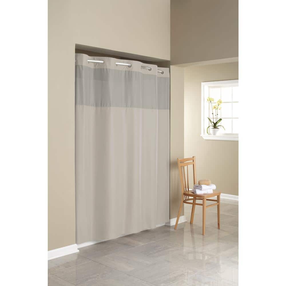 Hookless Simply Solid Stone Microfiber Shower Curtain RBH105MY602ST - The  Home Depot