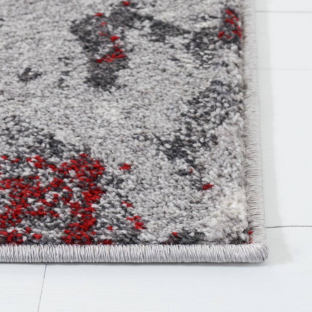 Adirondack Red and Grey Abstract Square Area Rug