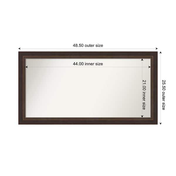 Amanti Art Lara Bronze 48.5 in. x 25.5 in. Custom Non-Beveled Wood FramedBathroom Vanity Wall Mirror