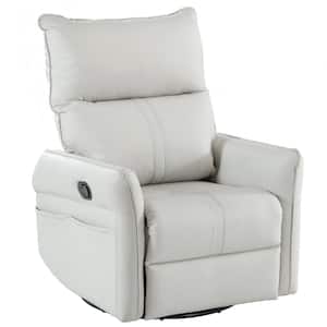 Gray Faux Leather Recliner 360° Swivel Manual Recliner with Side pocket (Manual Gear)