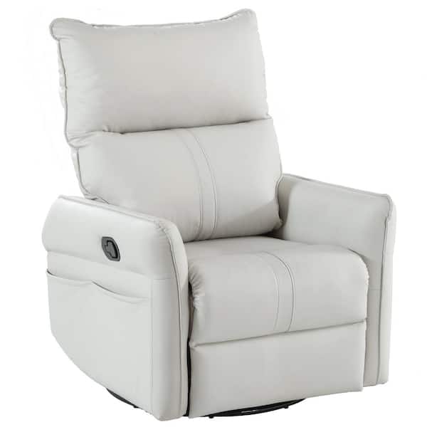 Z-joyee Gray Faux Leather Recliner 360° Swivel Manual Recliner with Side pocket (Manual Gear)