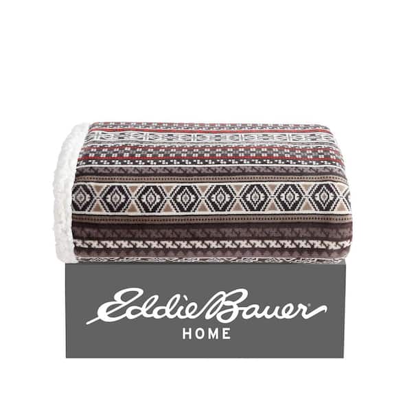 EDDIE BAUER Fair Isle Silver Ikat Sherpa Reverse Throw Blanket 201343 - The  Home Depot