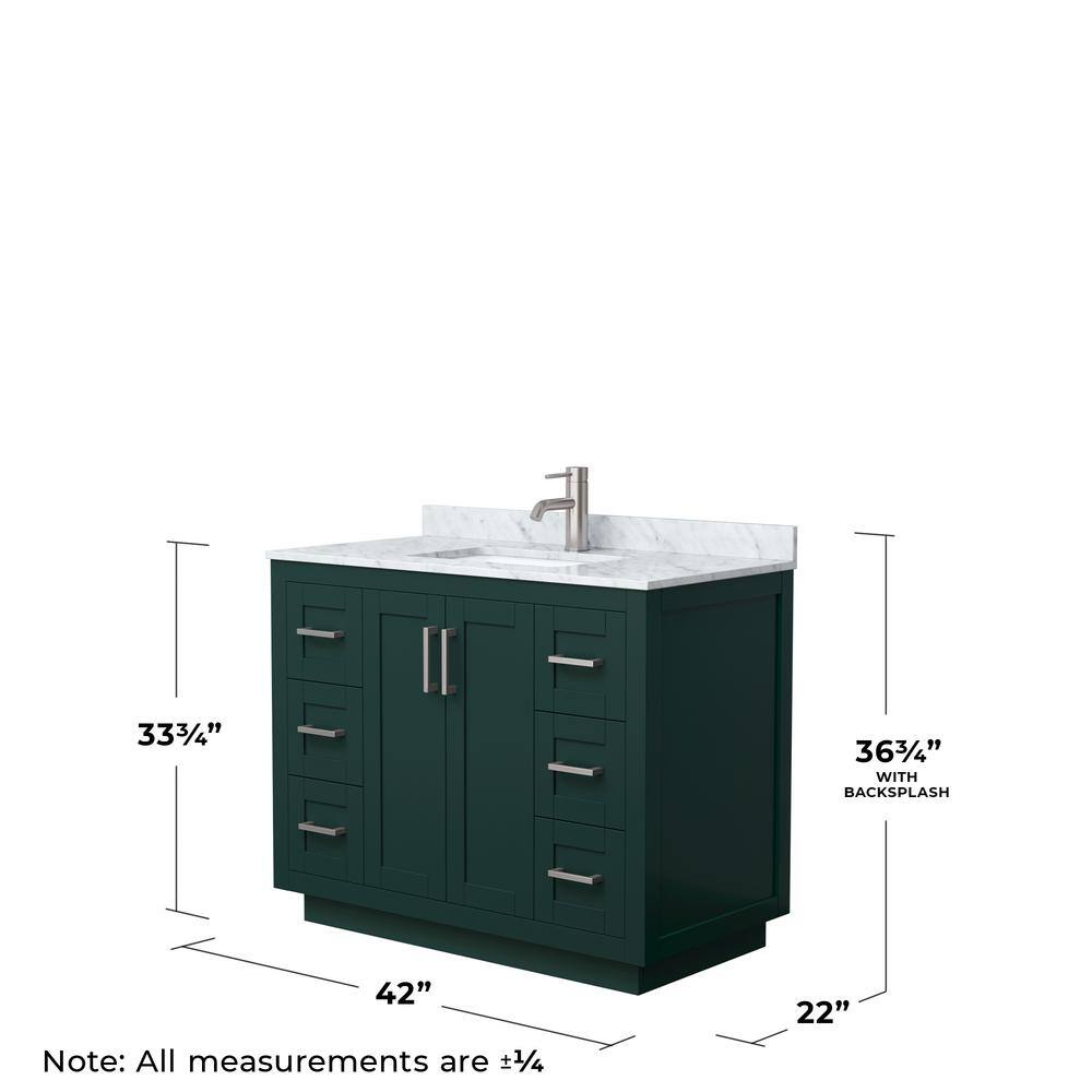 Miranda Green 42'' Freestanding Bathroom Vanity with White Carrara Marble Top